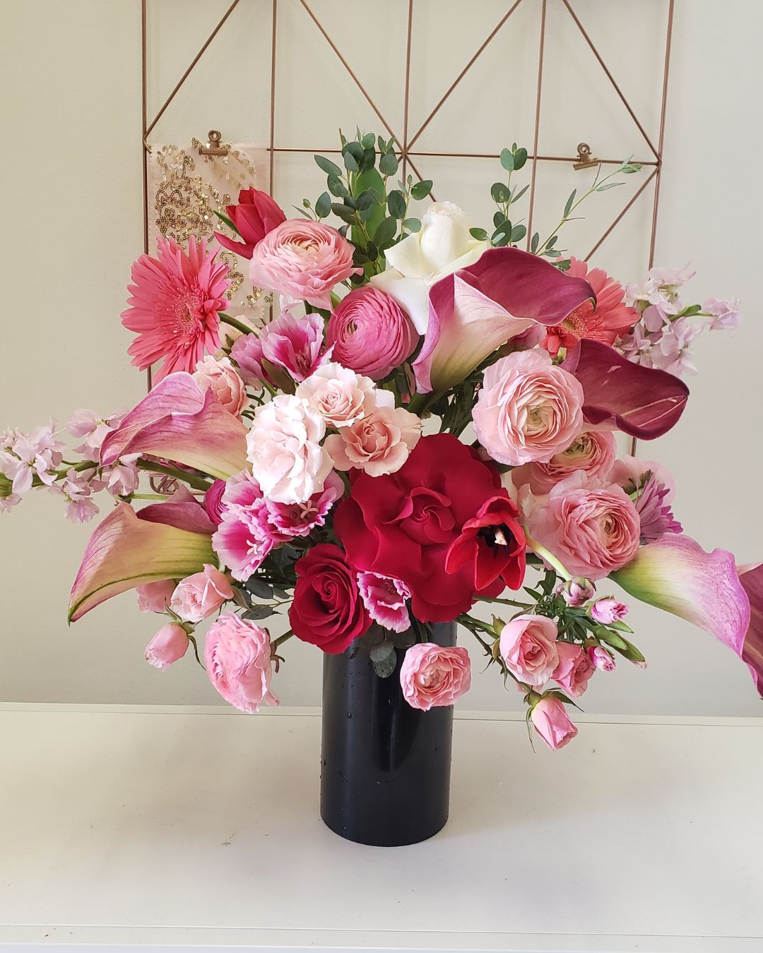 Blush Noir | Luxury Pink & Red Floral Arrangement