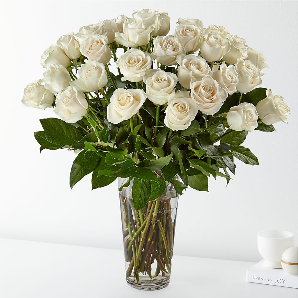 Long Stem White Rose Bouquet – Blossom Street Florist, Lauderhill FL