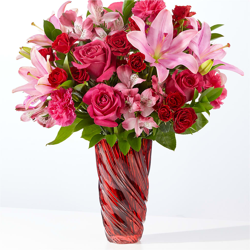 In Love Bouquet with Luxe Swirl Vase – Blossom Street Florist, Lauderhill FL
