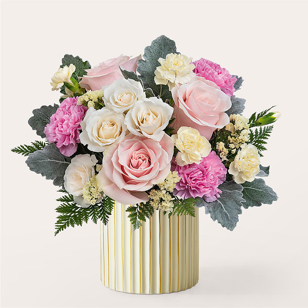 Blissful Moments Bouquet with Ivory Vase – Blossom Street Florist, Lauderhill FL
