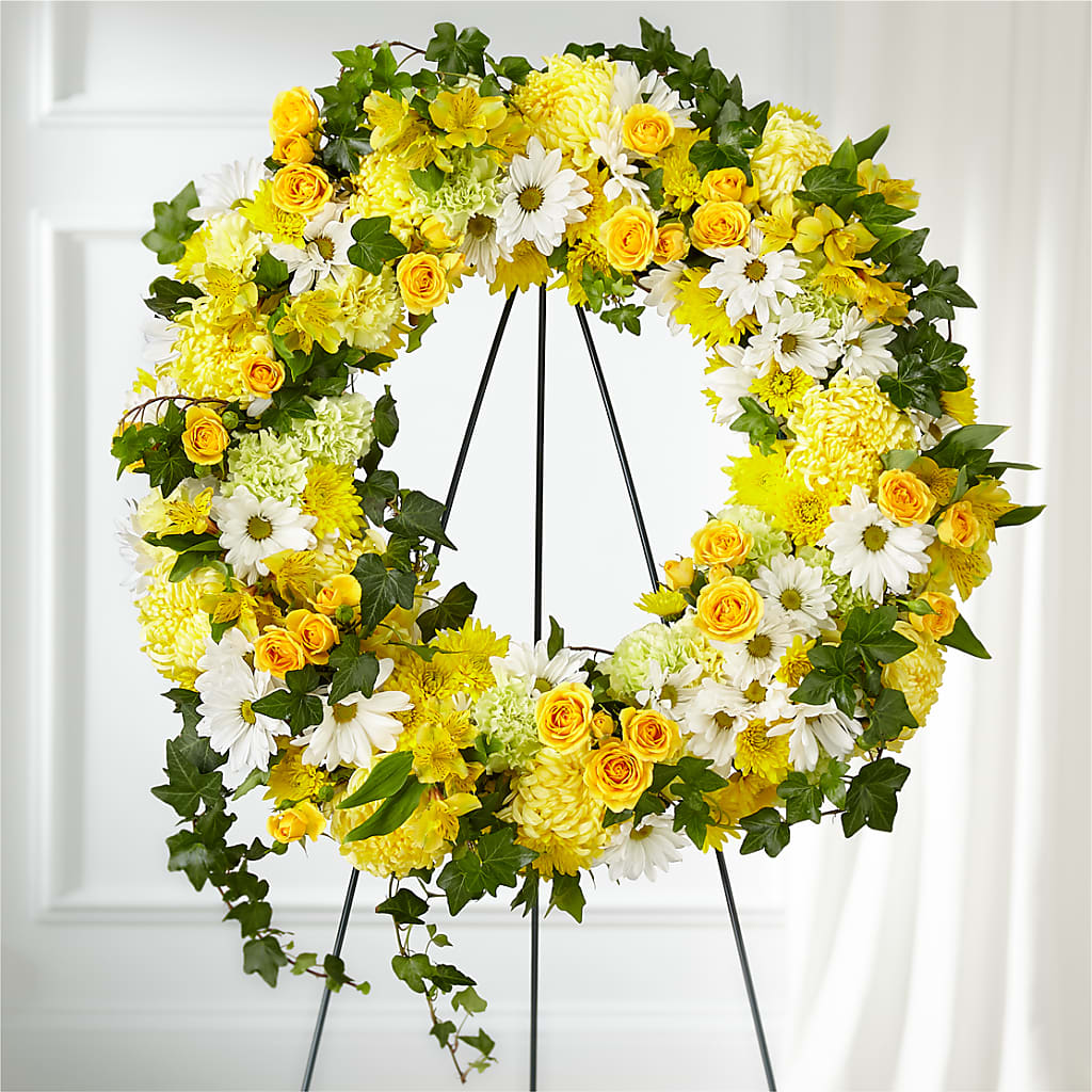 Golden Remembrance Wreath – Blossom Street Florist, Lauderhill FL