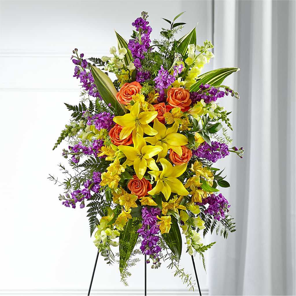 Thoughtful Prayers Standing Spray – Blossom Street Florist, Lauderhill FL