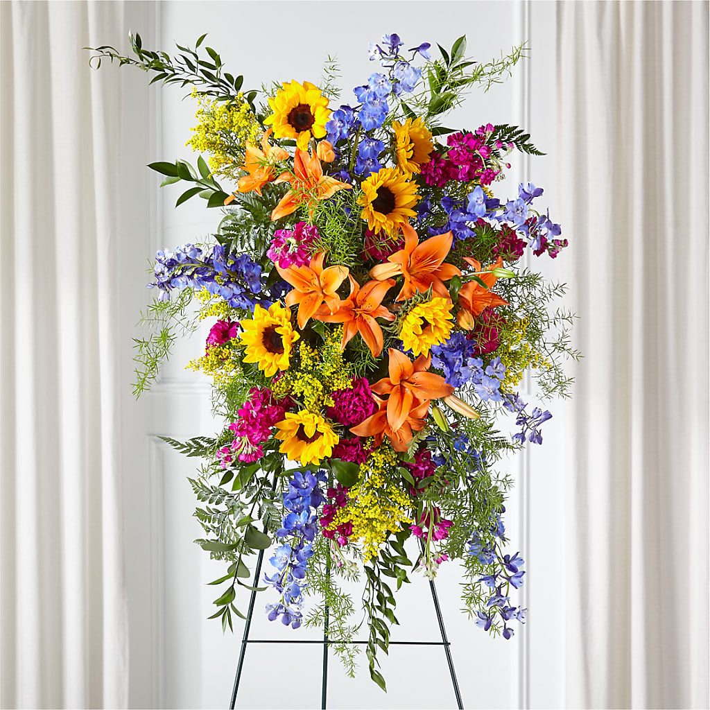 Sunlit Memories Standing Spray (Standard) – Blossom Street Florist, Lauderhill FL