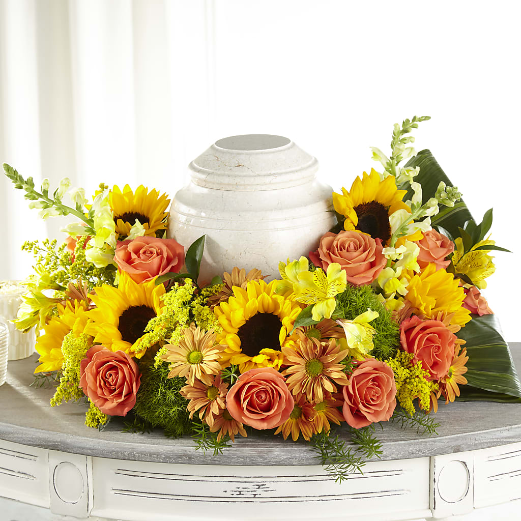 Faithful Sunflower Cremation Adornment – Blossom Street Florist, Lauderhill FL