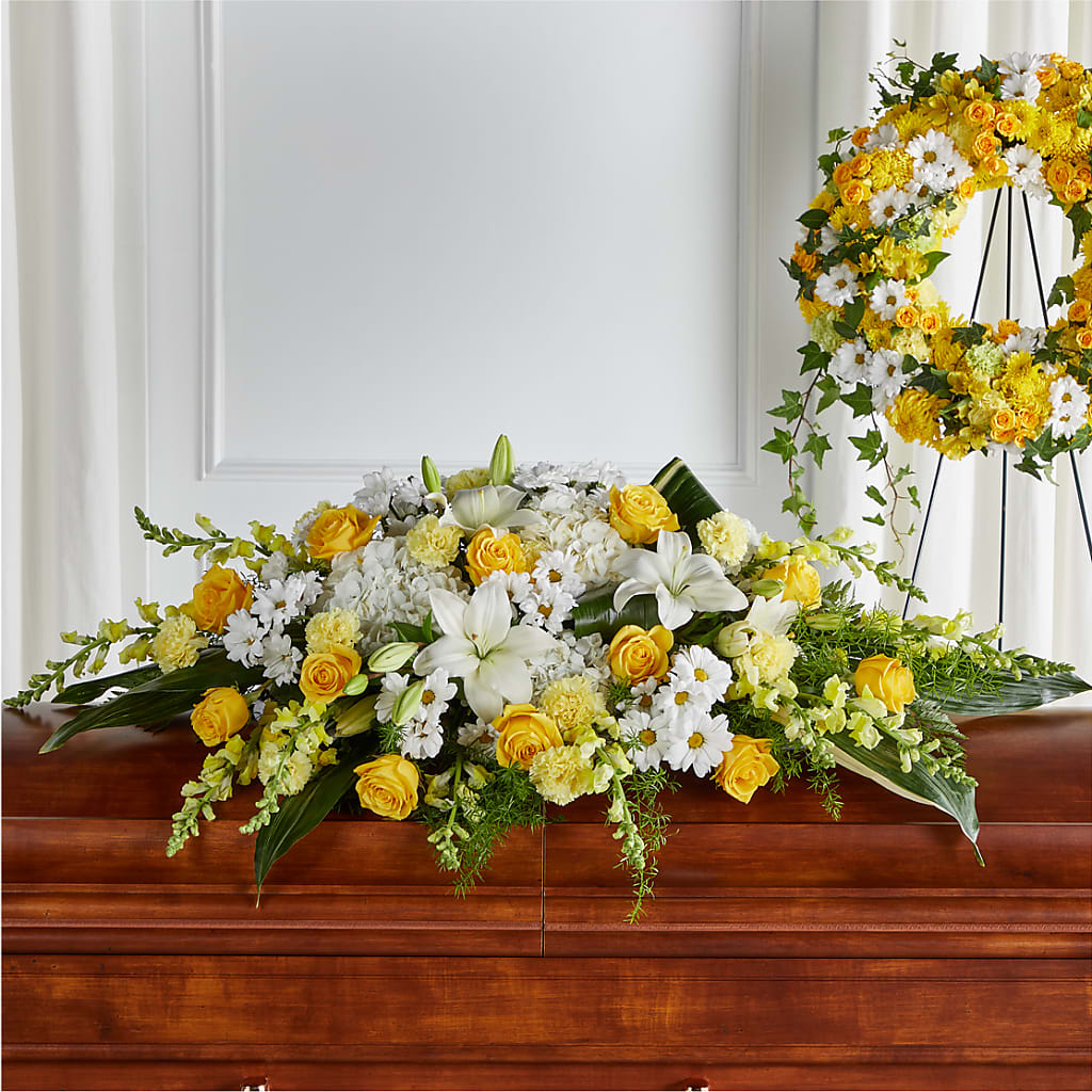 Golden Harmony Casket Spray – Blossom Street Florist, Lauderhill FL