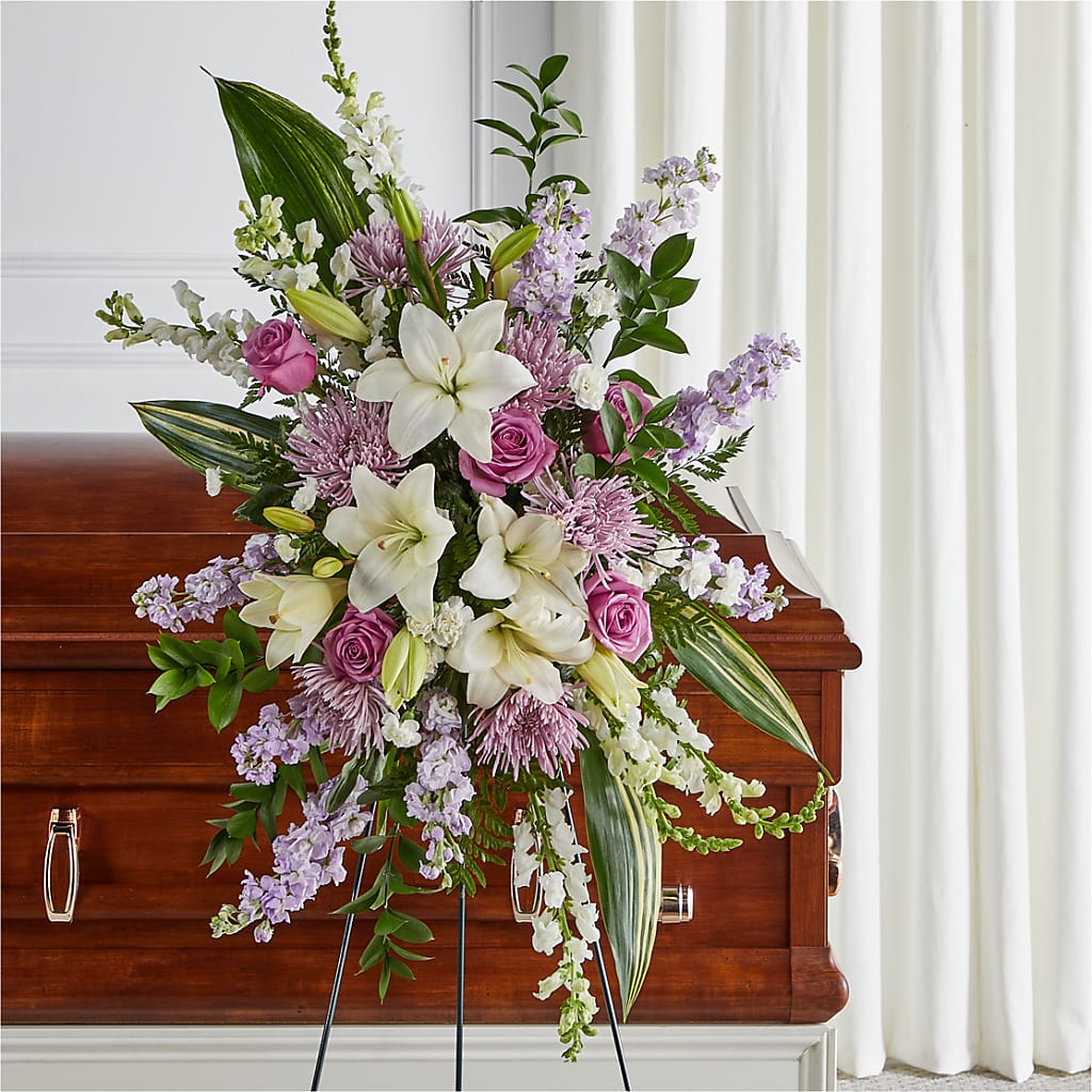 Grateful Hearts Standing Spray – Blossom Street Florist, Lauderhill FL