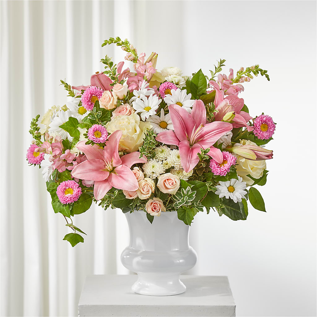 Empathetic Blooms Urn Arrangement – Blossom Street Florist, Lauderhill FL