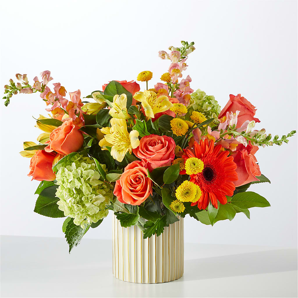 Autumn Sunshine Bouquet with Ivory Vase – Blossom Street Florist, Lauderhill FL