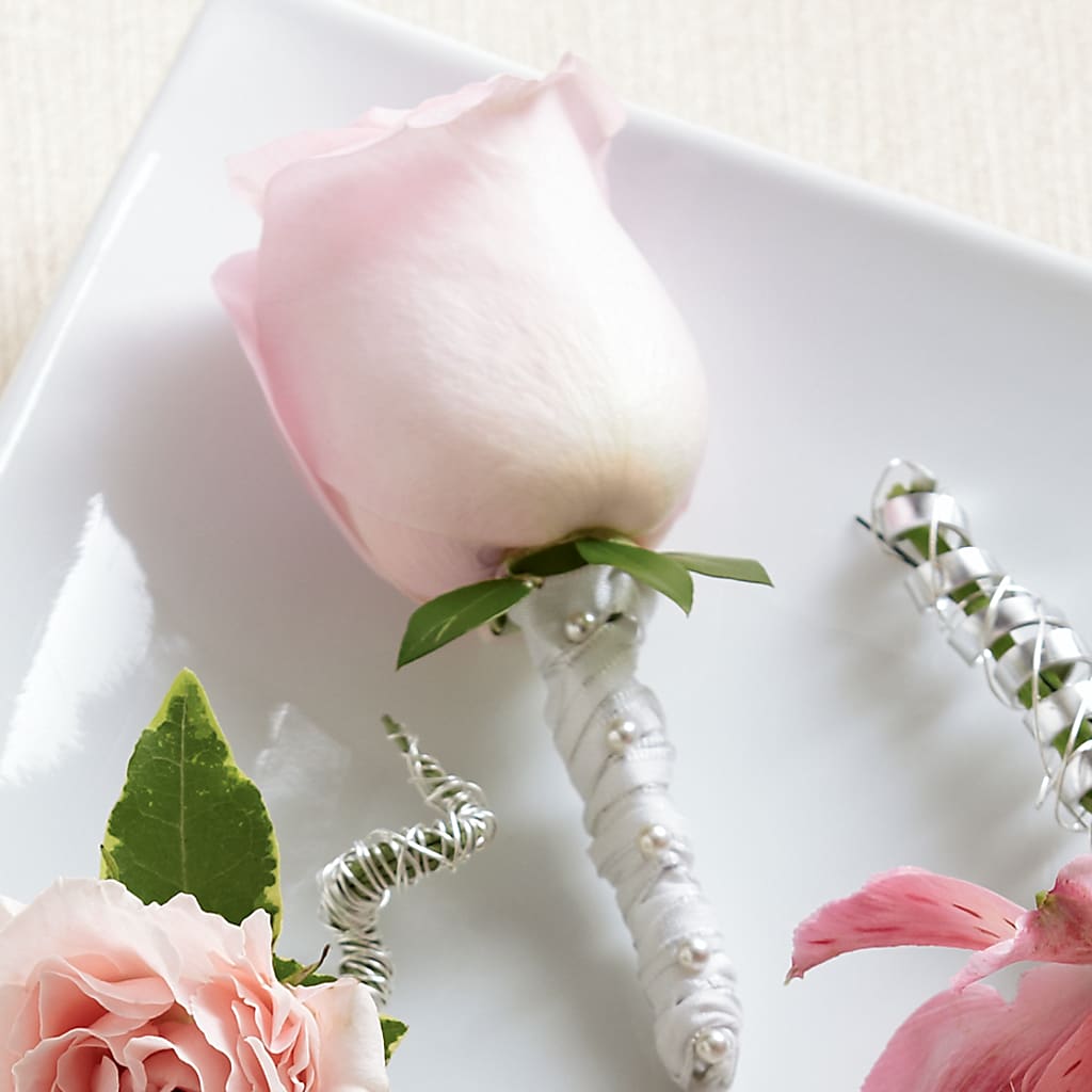 Pink Rose Boutonniere – Blossom Street Florist, Lauderhill FL