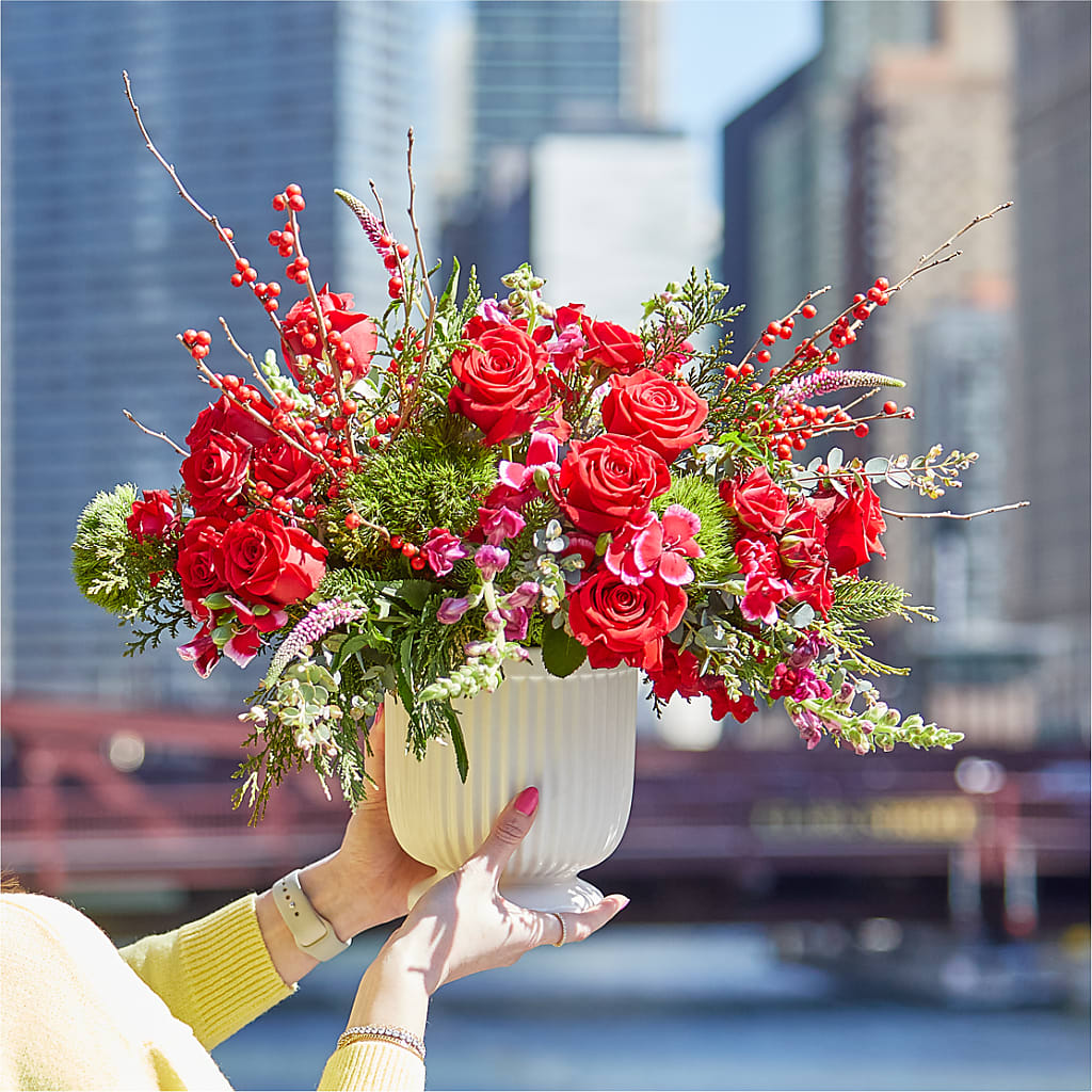 Big Red Bow Bouquet –  Blossom Street Florist, Lauderhill FL