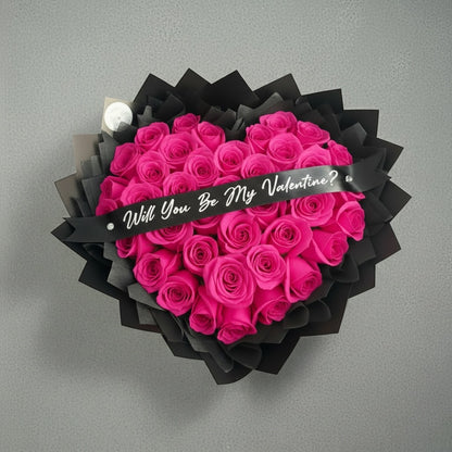 Wrapped Rose Bouquet Hot Pink