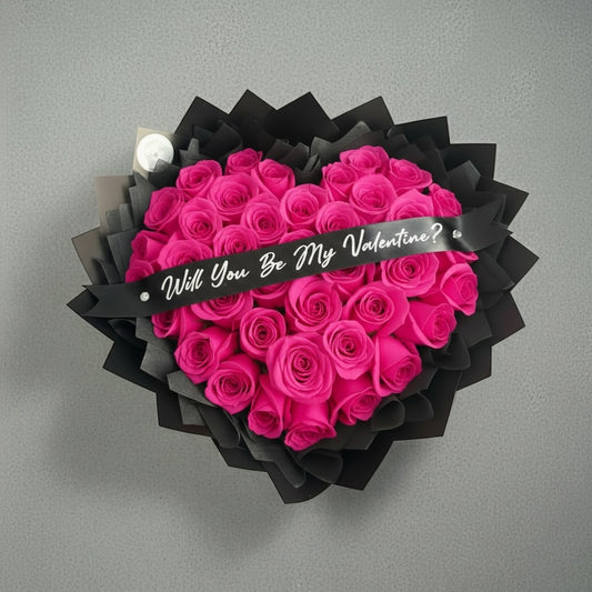 Wrapped Rose Bouquet Hot Pink