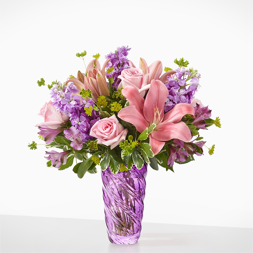 Precious Petals Bouquet with Luxe Swirl Vase