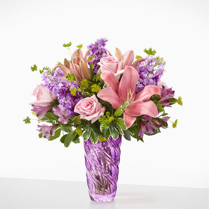 Precious Petals Bouquet with Luxe Swirl Vase
