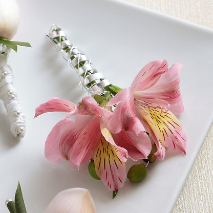 Pink Peruvian Lily Boutonniere –  Blossom Street Florist, Lauderhill FL